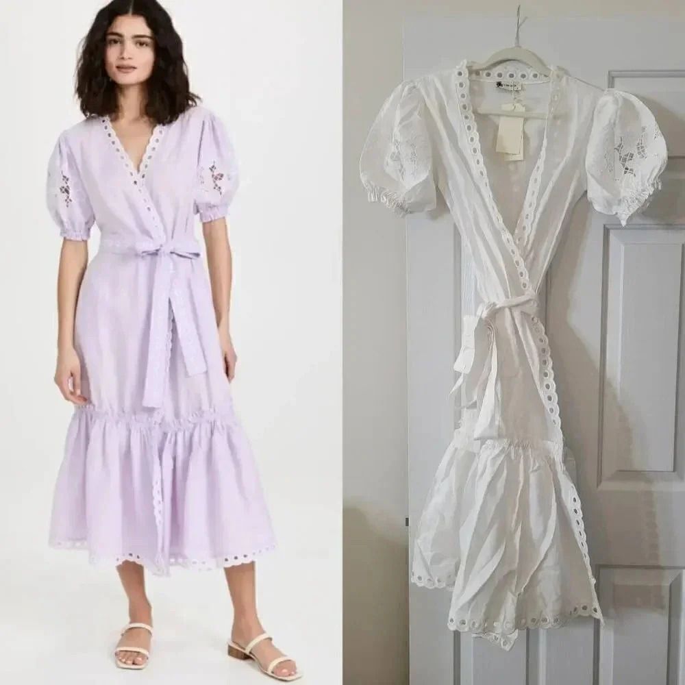 Fanm Mon Cide Wrap Dress $368, White Linen S